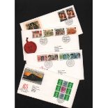 Royal Mail First Day cover collection 1986 - 1988. Red Royal Mail cover album with around 84 Royal