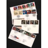 Royal Mail First Day cover collection 1992 - 1993. Red Royal Mail cover album with around 64 Royal