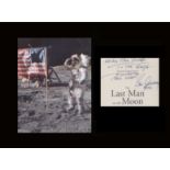 Apollo 17 Eugene Cernan. Last Moonlanding. Signature of Eugene Cernan with picture in white space