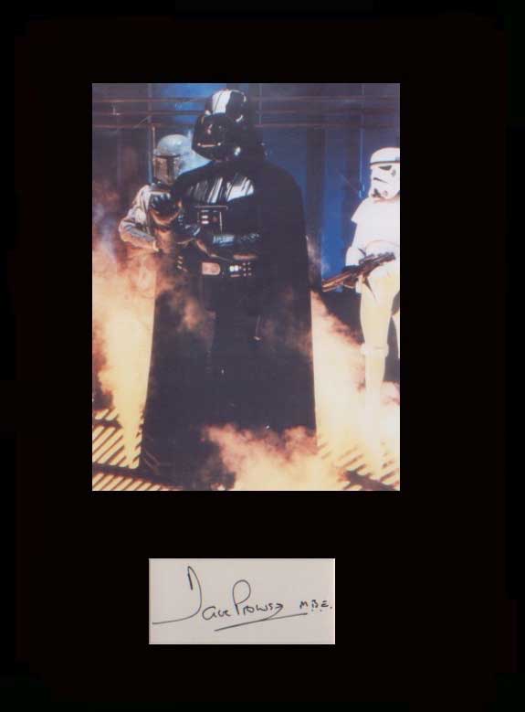 Star Wars. Signature of Dave Prowse with a picture in character as “Darth Vader. Professionally