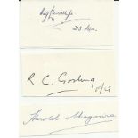 Three Battle of Britain veteran clipped signatures Flt Lt Robert Llewellyn DFM (213 Sqn), Flt Lt