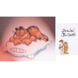 Garfield Jim Davis. Handsigned print from Garfield’s artist together with 10x8 picture of