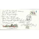 Carl Perkins signed Blue Suede Shoes lyrics handwritten by Carl Perkins on 1993 GB Christmas FDC.