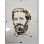 Topol signed pencil drawing. Framed. Approx overall size 20 cm x 15 cm.  Good condition. All