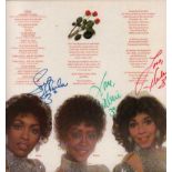 Three Degrees 33RPM album cover for Album of Love signed by all Sheila, Valerie, Helen. No record