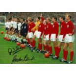 Gordon Banks & Ray Wilson signed 12 x 8 1966 England World Cup team line-up photo.  Good