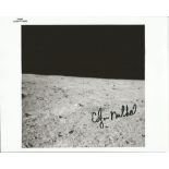 Dr Ed Mitchell signed 10 x 8 photo of the Moon landscape. Good condition. All signed items come with