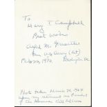 Alfred Maximilian Gruenther signed to back of a 1964 portrait, when he retired as President of US