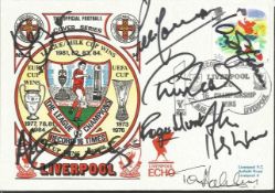 Liverpool legends signed cover. 1988 Liverpool FC official Football Cover Series cover, signed by