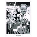 Tommy Docherty Ron Atkinson Man Utd Montage signed 16 x 12 inch photo. Good condition. All signed