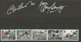 Football Legends signed Royal Mail stamp presentation. 1996 mint set of the Football Legends stamps.