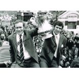 Peter Bonetti And Ron Harris Holding Trophy Chelsea Fc signed 16 x 12 inch photo. Good condition.