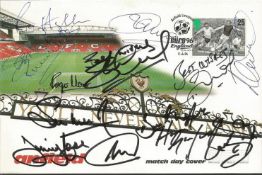 Liverpool legends signed cover. Attractive 1996 European Champinships Anfield cover with a large