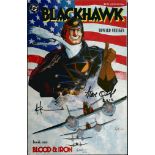 Howard Chaykin and Steve Oliff signed DC Comics Blackhawk graphic comic book. Good condition. All