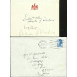 Edward & Wallis Simpson signed card with original envelope, personal compliment card dated 1985.