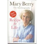 Mary Berry signed Recipe for Life - the autobiography hardback book. Signed on the inside title page