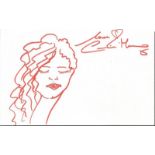 Caroline Munro James Bond Girl hand drawn 20 x 12cm sketch in Red pen self portrait signed Love