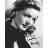 Lauren Baccall signed 10x8 b/w photo Good condition. All signed items come with a Certificate of