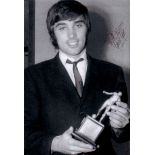 George Best autographed photo. 8x12 black and white photograph signed by the late great George Best,