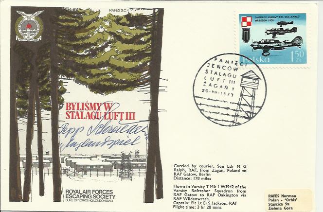 WWII Veteran signed cover. 1973 Escape from Stalag Luft III with an unidentified WWII escaper