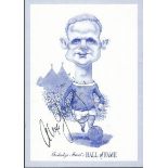 Alex Young autographed caricature postcard. Former Everton footballer. Good condition. All signed