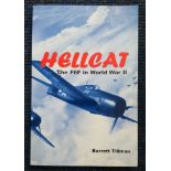 US Fighter Aces signed book. Hellcats - The F6F in World War Two accompanied by loose signatures