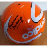 Ian Callaghan autographed football. Size 5 orange Sondico football autographed by Liverpool legend