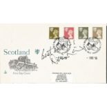 Denis Law signed cover. 1993 Scotland first day cover signed by Manchester United and Scotland