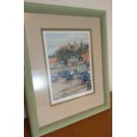 Artist McVisset signed print. Lovely print of a painting of Folkestone Harbour, signed by the