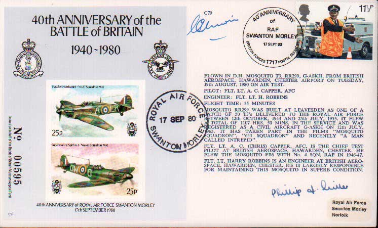 George Grumpy Unwin signed cover. 1980 40th Anniversary of the Battle of Britain cover signed by
