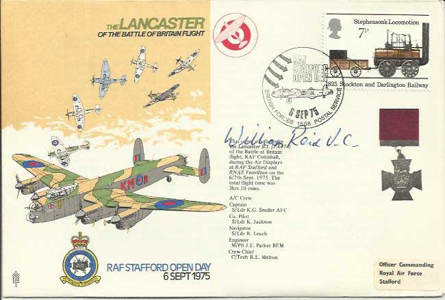 Bill Reid VC signed Lancasters of the Battle of Britain Memorial Flight flown cover - Good