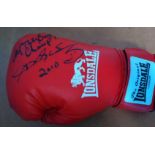 Roy Jones Jnr autographed boxing glove. Red Lonsdale full size boxing glove autographed by boxer Roy