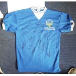 Everton legends signed shirt. Official retro Everton European Cup Winners Cup 1985 shirt autographed