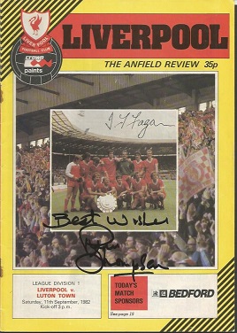 Liverpool Legends signed 1982 Liverpool V Luton Programme signed to Front by Phil Thompsom, Joe