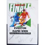 Everton players signed print. Paper print copy of the front of an Everton v Rapid Vienna programme