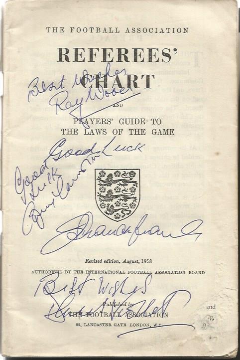 Referees Chart booklet 1959 signed inside by Dennis Violet, Ray Wood, Bobby Charlton. Not in great - Image 2 of 2