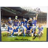 Everton Legends signed photograph. 16x12 colour team photo signed by 12 Everton players who won