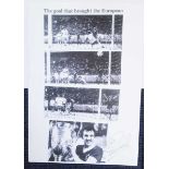 Alan Kennedy signed poster. Unusual 16x12 black and white paper poster made from images of Liverpool