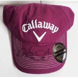 Ian Poulter signed golf cap. Purple official Callaway golf cap autographed on the peak by flamboyant