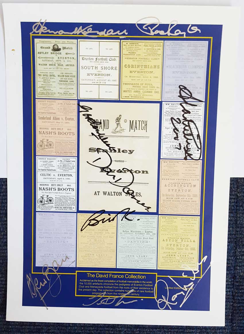 Everton Legends signed poster. 16x12 inch colour poster of assorted pieces of Everton FC