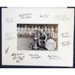 Liverpool Legends autographed mounted photo. Large 16x12 inch black and white photograph of the