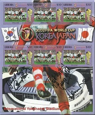 Bobby Charlton, George Best and Denis Law signed 2002 Fifa World Cup Korea Japan stamp sheets. 2