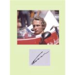 Niki Lauda. Signature with picture in Formula 1 car. Professionally mounted to 16x12. Excellent.