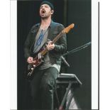 Tomo Milicevic 30 seconds mars guitarist signed 10 x 8 inch colour photo playing on stage.
