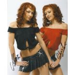 Cheeky Girls sexy double signed 10 x 8 inch colour photo in short skirts and tops Good condition.