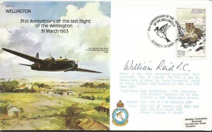 William Reid VC signed Wellington Bomber cover Good condition. All signed items come with