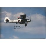 Peter Beresford DSC signed 10 x 8 colour photo of a Swordfish in flight, he attacked the Bismarck