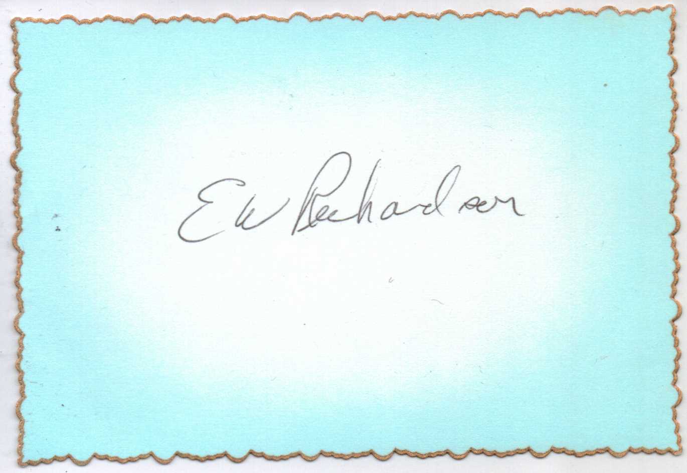 Captain Elmer Richardson. Signature of WWII USAF fighter ace Captain Elmer Richardson.Good