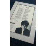Yoko Ono autographed print. Superb large print, mounted and measuring 20x14 inches of the lyrics