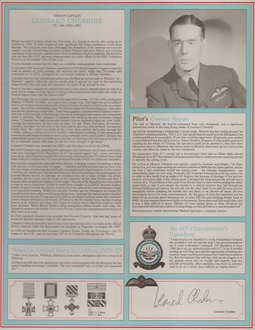 Leonard Cheshire VC RAF Bomber Command profile. Signature of one of the greatest Bomber Pilots of